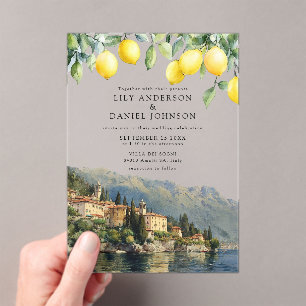 Lake Como Lemons Italian Wedding Acrylic Invitations
