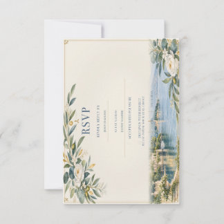 Lake Como | Muted Blue & Gold RSVP Card