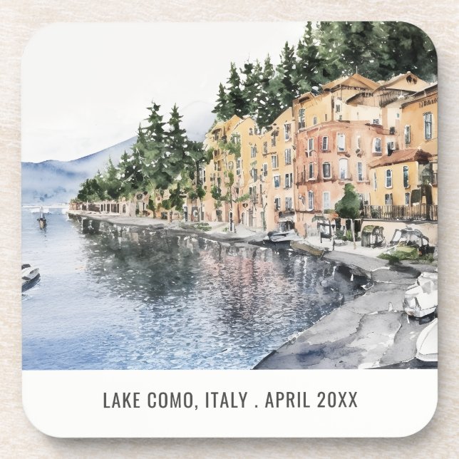 Lake Como Northern Italy Watercolor Italian Travel Coaster (Front)