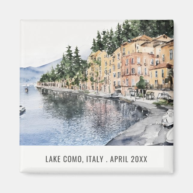 Lake Como Northern Italy Watercolor Italian Travel Magnet (Front)