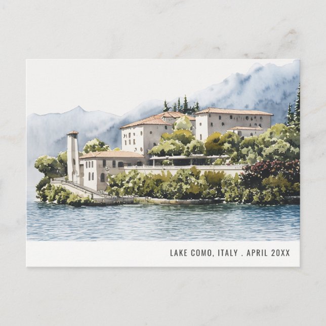 Lake Como Northern Italy Watercolor Italian Travel Postcard (Front)