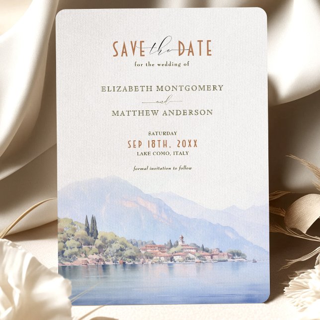 Lake Como Serenity Watercolor Save the Date Invitation (Creator Uploaded)