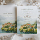 Lake Como Villa del Balbianello Wedding Invitation<br><div class="desc">Invite your guests to a dream wedding with this enchanting invitation featuring the iconic Villa del Balbianello overlooking the serene waters of Lake Como, Italy. The front of the card is adorned with a stunning watercolor depiction of the famed villa, nestled among verdant gardens and cypress trees, with the misty...</div>