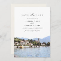 LAKE COMO Watercolor Italy Skyline Save the Date