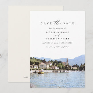 LAKE COMO Watercolor Italy Skyline Save the Date Invitation