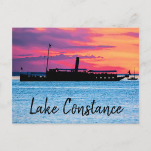 Lake Constance Steamboat at Sunset Art Postcard