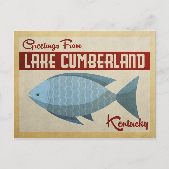 Lake Cumberland Fish Vintage Travel Postcard (Front)