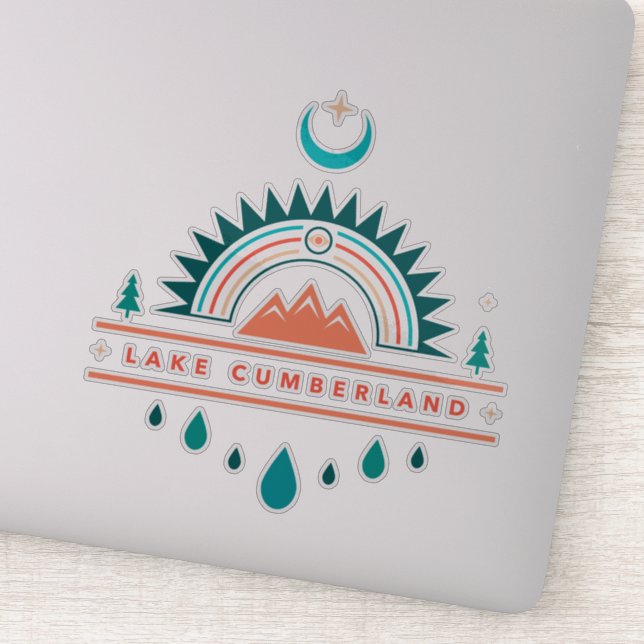 lake cumberland kentucky boho rainbow moon sticker (Detail)