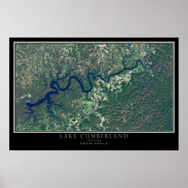 Lake Cumberland Kentucky Satellite Poster Map (Front)