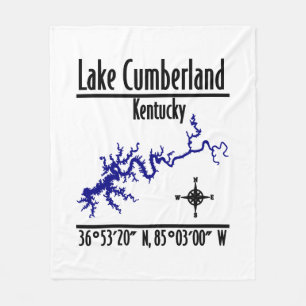 Lake Cumberland Kentucky Shoreline Map Coordinates Fleece Blanket
