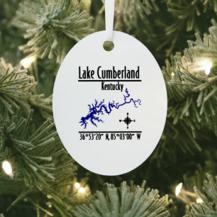 Lake Cumberland Kentucky Shoreline Map Coordinates Metal Tree Decoration