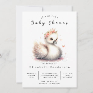 Lake Custom Swan Baby Shower Invitation