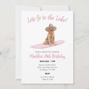 Lake Day Golden Retriever Paddle Board Invitation