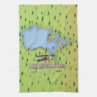 Lake Der-Chantecoq, france Lake Map Tea Towel