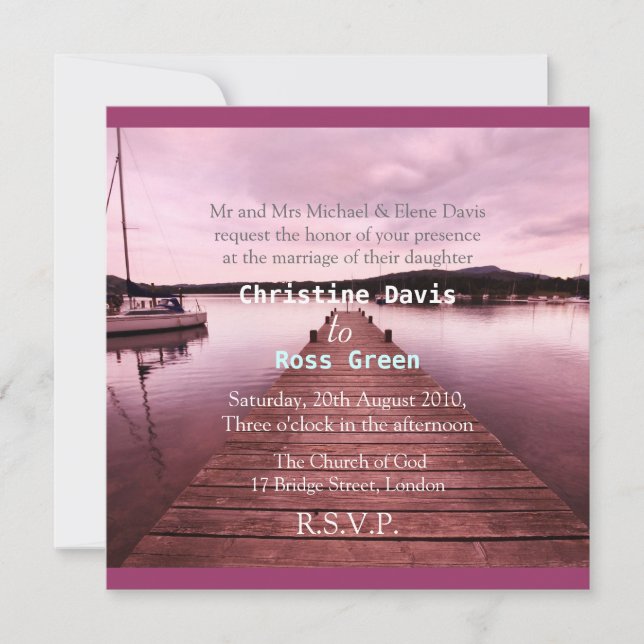 Lake Disctrict, personalised wedding invitation (Front)