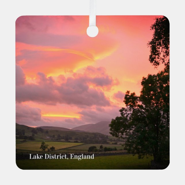 Lake District England Sunset Metal Tree Decoration (Front)