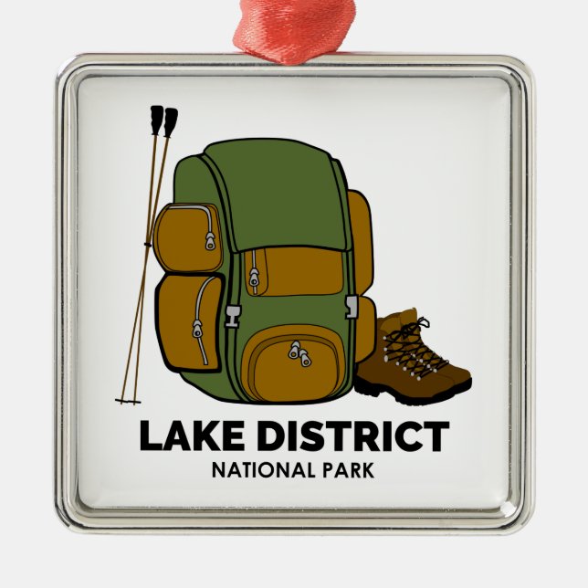 Lake District National Park Backpack Metal Tree Decoration (Front)
