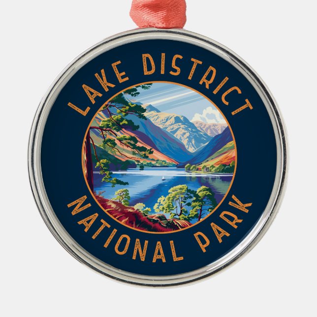 Lake District National Park England Distressed Metal Tree Decoration (Front)