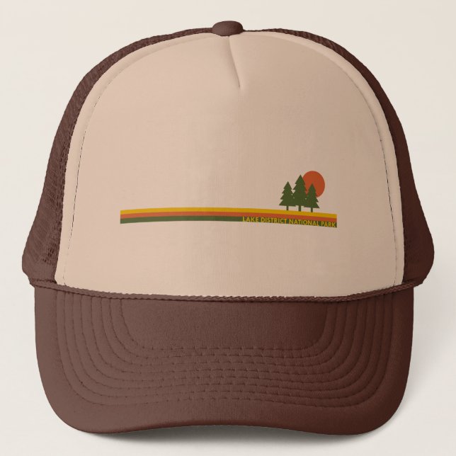 Lake District National Park Pine Trees Sun Trucker Hat (Front)