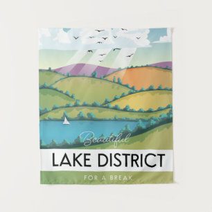Lake District travel poster. Magnetic Dry Erase Sh Tapestry