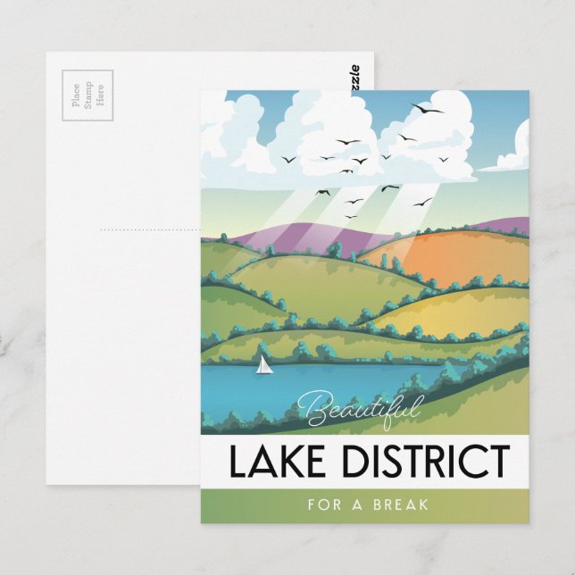 Lake District travel poster. Postcard (Front/Back)