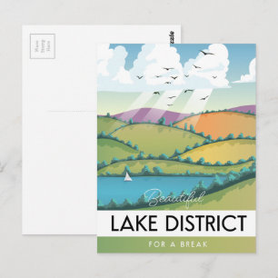 Lake District travel poster. Postcard