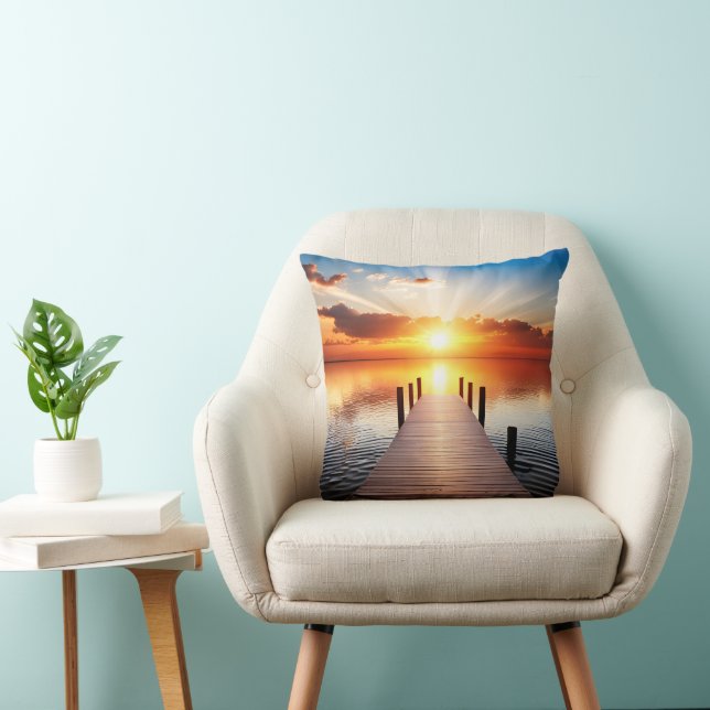 Lake Dock At Sunrise Cushion (Chair)