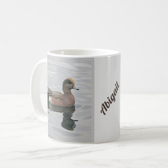 Lake Duck Calm Wigeon Water Brown Lakeside Coffee Mug (Front Left)