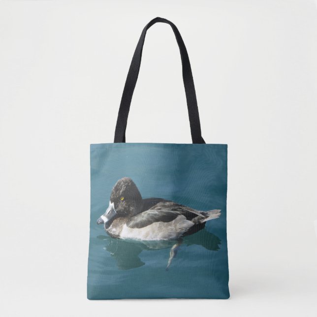 Lake Duck Photo Black White Feathers Water Bird Tote Bag (Front)