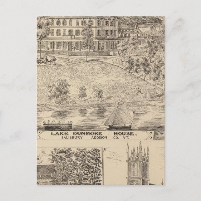 Lake Dunmore House in Salisbury Postcard (Front)