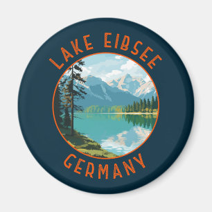 Lake Eibsee Germany Retro Distressed Circle Magnet