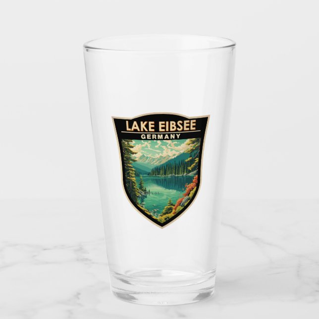 Lake Eibsee Germany Travel Art Vintage Glass (Front)