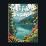 Lake Eibsee Germany Travel Art Vintage Postcard<br><div class="desc">Lake Eibsee vector art design. It is at the northerly base of the Zugspitze,  Germany's highest mountain.</div>