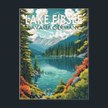 Lake Eibsee Germany Travel Art Vintage Postcard<br><div class="desc">Lake Eibsee vector art design. It is at the northerly base of the Zugspitze,  Germany's highest mountain.</div>