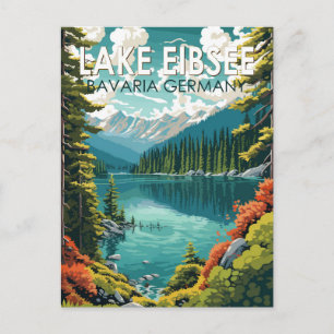 Lake Eibsee Germany Travel Art Vintage Postcard