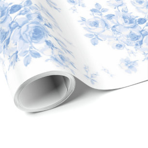 Lake Emily Summer Roses blueberry glossy wrap Wrapping Paper