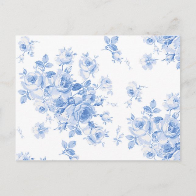 Lake Emily Summer Roses postcard in blueberry blue (Front)