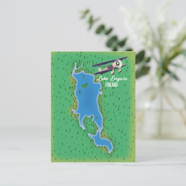 Lake Engure Finland map Postcard (Standing Front)
