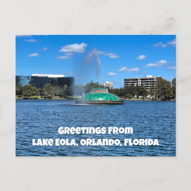 Lake Eola Fountain Orlando Florida Photo Greetings Postcard (Front)