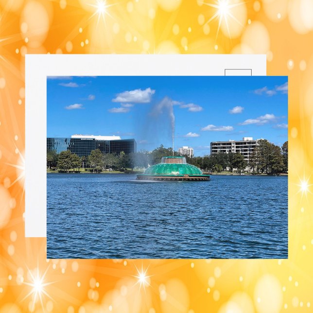 Lake Eola Fountain Orlando Florida Photo Postcard (A postcard featuring a photo of the Lake Eola Fountain in Orlando, Florida)