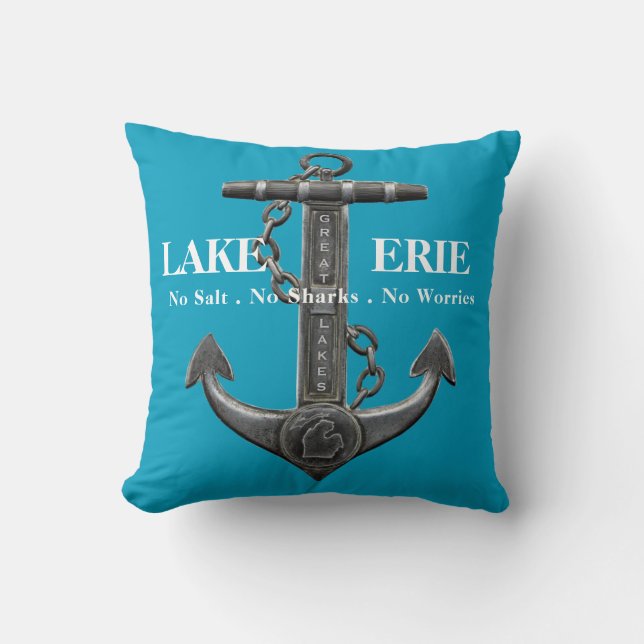 Lake Erie distressed nautical pirate anchor  Cushion (Front)