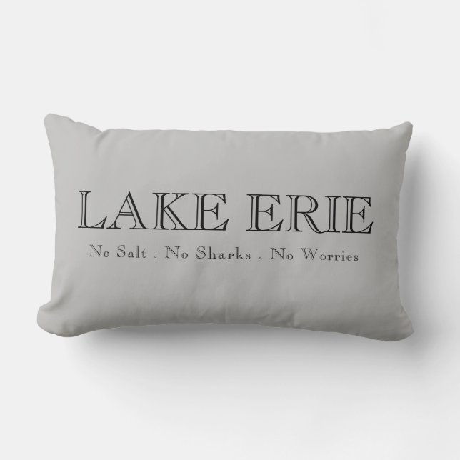 Lake Erie, Great Lake humour, no sharks, no salt, Lumbar Cushion (Front)