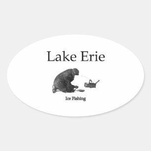 Lake Erie Ice Fishing Oval Sticker