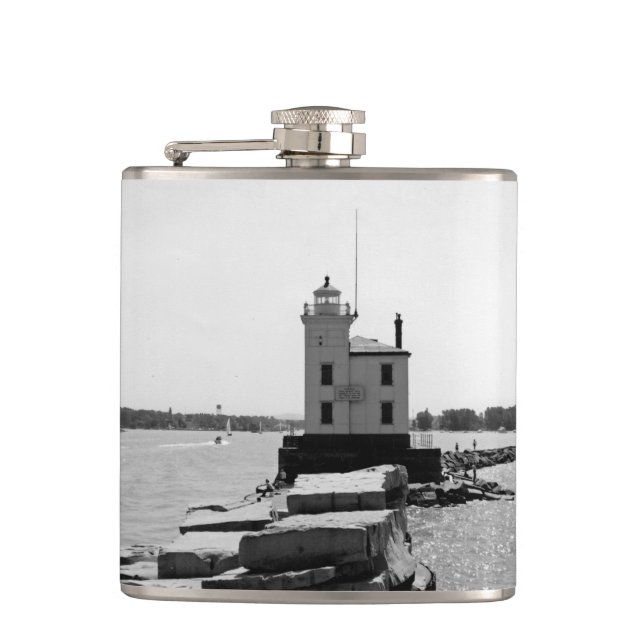 Lake Erie Lighthouse Hip Flask (Front)