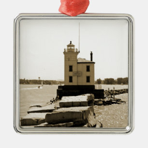 Lake Erie Lighthouse Metal Tree Decoration