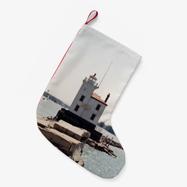 Lake Erie Lighthouse Small Christmas Stocking (Front (Hanging))