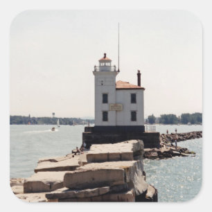 Lake Erie Lighthouse Square Sticker