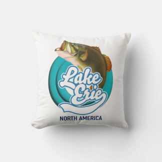 Lake Erie North America fishing logo Cushion