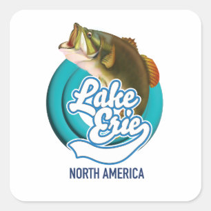 Lake Erie North America fishing logo Square Sticker