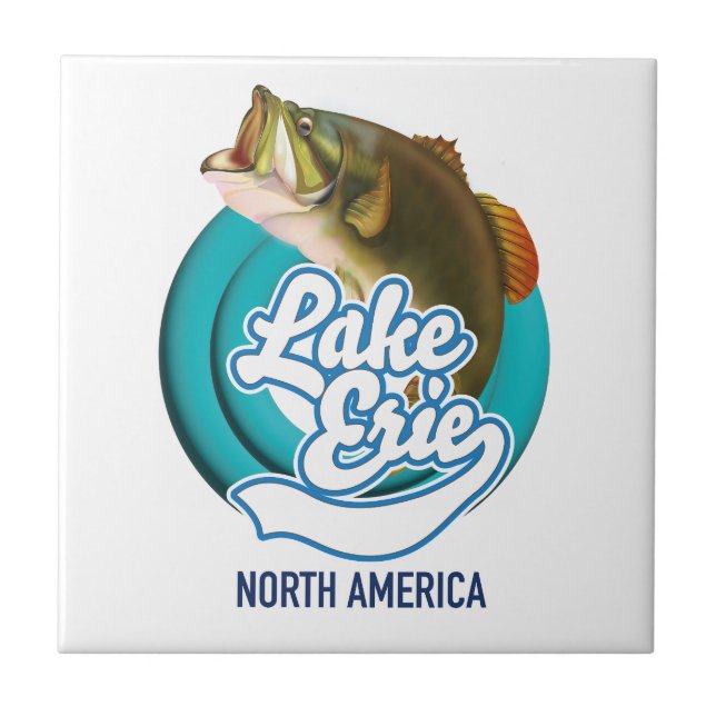 Lake Erie North America fishing logo Tile (Front)